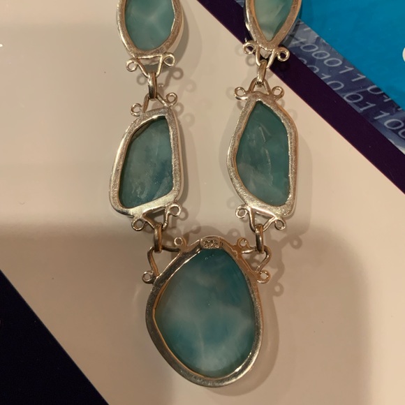 Larimar Necklace Dominican Natural Uneven Cut Blue Stone 9 1/2” Long - Picture 4 of 8